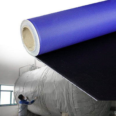 Fireproof PU Coated Fiberglass Fabric in Blue/Black with Twill Weave and Multiple Width Options 1m to 1.55m