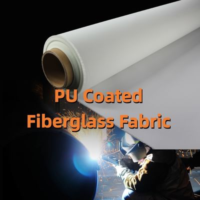 High Temperature Resistant PU Coated Fiberglass Fabric with 1800°C Temperature Resistance 460 g/sqm and 0.41 mm Thickness for Welding Blankets