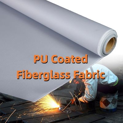 High Temperature Resistant PU Coated Fiberglass Fabric with 1800°C Temperature Resistance 460 g/sqm and 0.41 mm Thickness for Welding Blankets