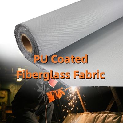 Silica Coated Heavy Duty PU Coated Fiberglass Fabric 460 g/sqm 0.41 mm for Welding Protection