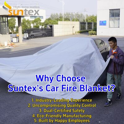 EV Car Fire Blanket with 550℃/1000℃ Thermal Resistance and Oxygen Deprivation for Lithium-Ion Battery Safety