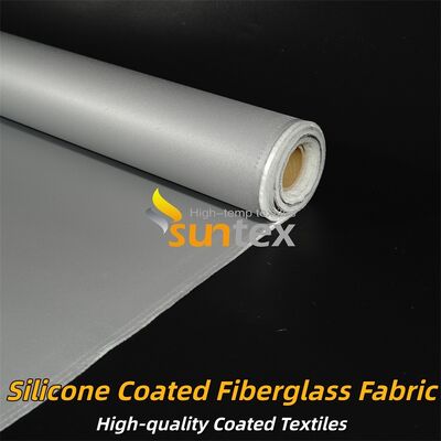 Fire Retardant Silicone Coated Fiberglass Fabric Double Sided Grey Color Curtain Fabric for Industrial Thermal Insulation and Safety
