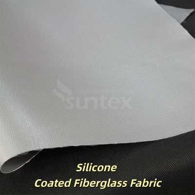 Tecido de fibra de vidro revestido de silicone resistente ao calor com espessura de 0,3 mm, peso de 400 g/m2, largura de 1,5 m para aplicações industriais