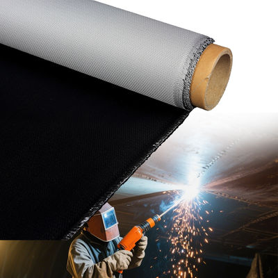 Fireproof Heavy Duty Welding Blanket Blue/Black Twill Weave 460 g/sqm PU Coated Fiberglass Fabric