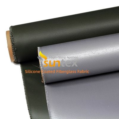 Heat Insulation Fireproof Waterproof Silicone Coated Fiberglass Fabric with Temperature Resistance -50°C to 500°C 400 g/sqm Weight and 0.3 mm Thickness