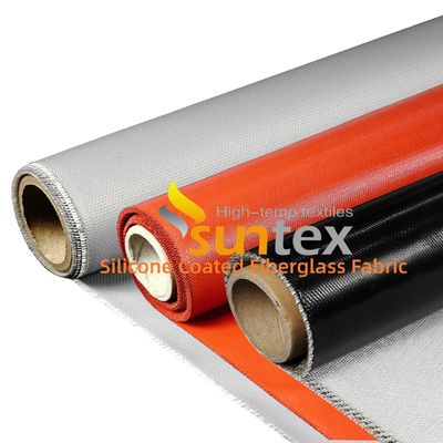 Fireproof Silicone Coated Fiberglass Fabric with 50 m / 100 m Roll Length Alkali Free Water Repellent Thermal Insulation Fabric