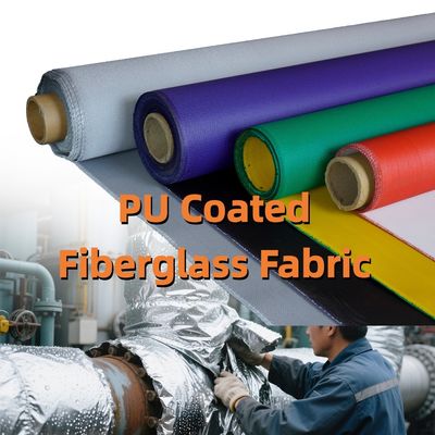 Abrasion Resistant PU Coated Fiberglass Fabric with 460 g/sqm Weight 0.41 mm Thickness and 1m to 1.55m Width Options