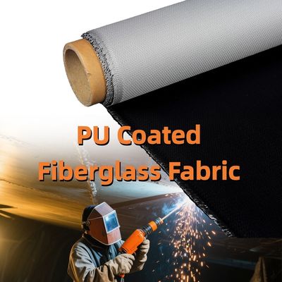 Chemical Resistant PU Coated Fiberglass Fabric 460 g/sqm 0.41 mm Fireproof Heat Resistance