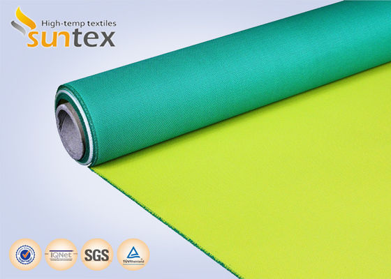 Tecido de Fibra de Vidro Revestido de PU Amarelo-Verde, Material para Cortina de Fogo para Sistema de Distribuição de Ar e Soldagem