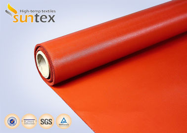 Tela revestida da fibra de vidro do silicone material industrial médio vermelho do rolo da cobertura do fogo do dever