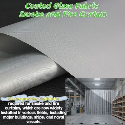 Tecido para cortina corta-fogo certificado EN-13501 com resistência a temperatura de 550°C e revestimento de silicone para proteção contra incêndio