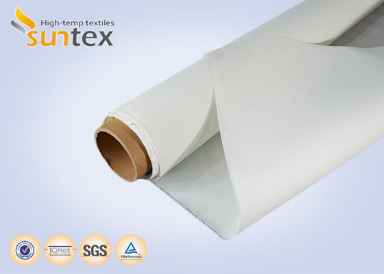 Tecido de fibra de vidro de silicone branco, material de cortina de barreira contra fogo e fumaça