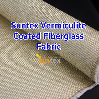 Resistência à temperatura de 750 ° C Vermiculite revestido com tecido de fibra de vidro com 1070gm Peso pesado e excelente resistência à abrasão para cobertor de solda