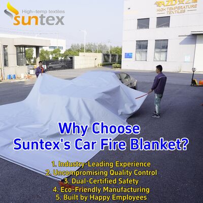 Manta de incêndio para carro EV cinza 6x8 com resistência térmica de 550 ℃ / 1000 ℃ e privação de oxigênio para veículos elétricos