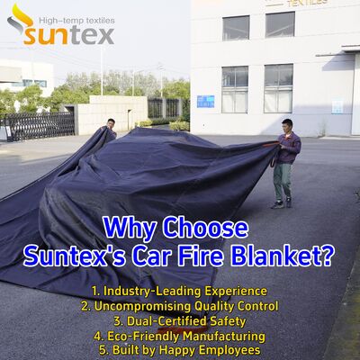 6m X 8m EV Car Fire Blanket with 550℃/1000℃ Thermal Resistance and Oxygen Deprivation for Fire Pit Mat Safety