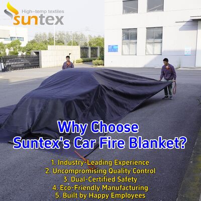Cobertura de incêndio para veículos elétricos Suntex EV com resistência térmica a 550°C/1000°C para privação de oxigénio e controle de incêndio por bateria portátil de íons de lítio