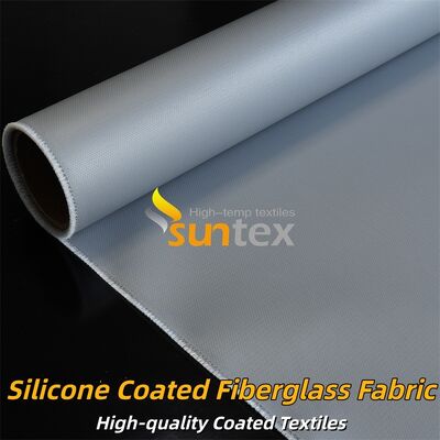 Tecido de fibra de vidro revestido de silicone cinza dupla face resistente a altas temperaturas para cortinas industriais retardantes de fogo