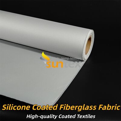 Tecido de fibra de vidro revestido de silicone de cor cinzenta de dois lados durável, com resistência a temperaturas entre -50°C e 500°C para isolamento industrial e aplicações ignífugas
