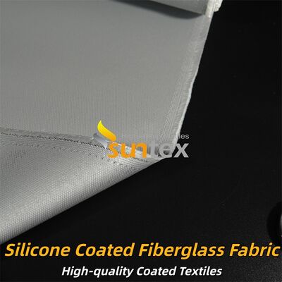 Tecido de fibra de vidro revestido de silicone de cor cinza durável, de dois lados, resistente ao fogo, concebido para isolamento industrial